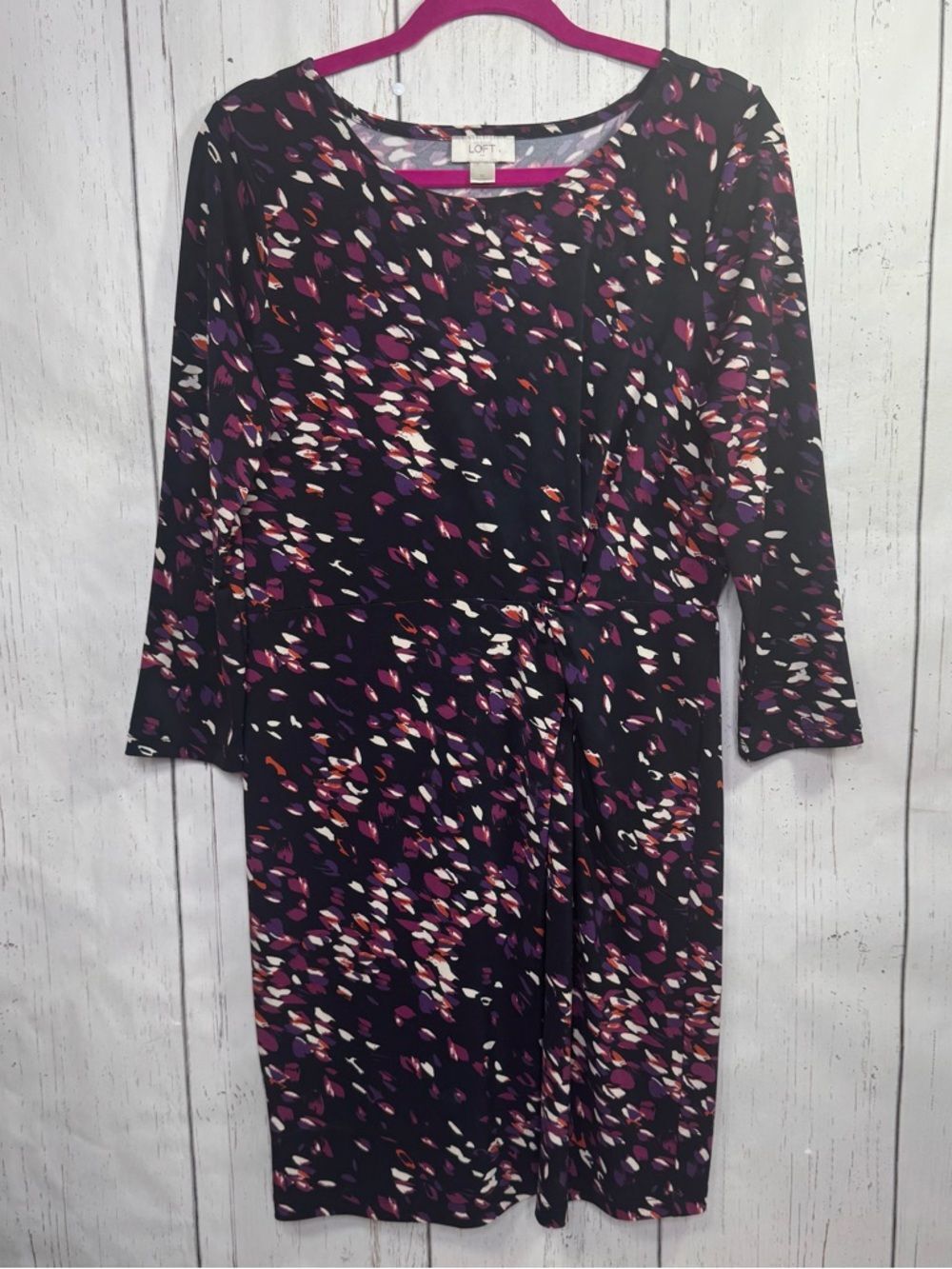 Loft Floral Dress Black Pink Fitted Waist Soft Girl Feminine Flowy Size M Comfy